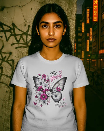 Be Yourself Butterfly Graphic T-Shirt – 180 GSM Regular Fit