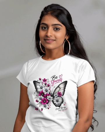 Be Yourself Butterfly Graphic T-Shirt – 180 GSM Regular Fit